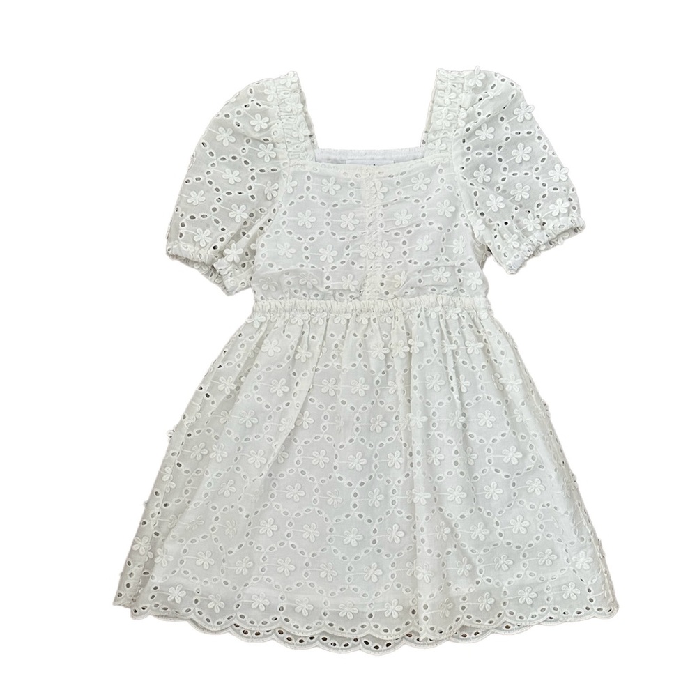 Zara White Floral Embroidered Eyelet Dress